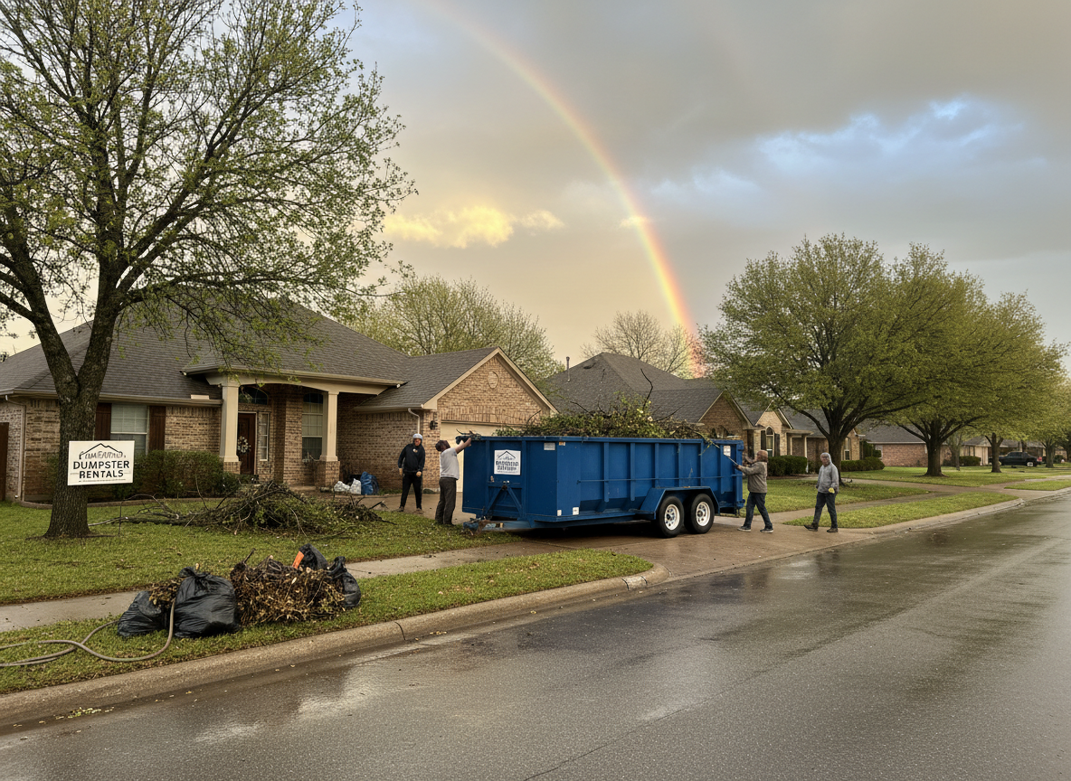 Spring Storm Cleanup With A Dumpster Trailer Rental Around Kaufman
